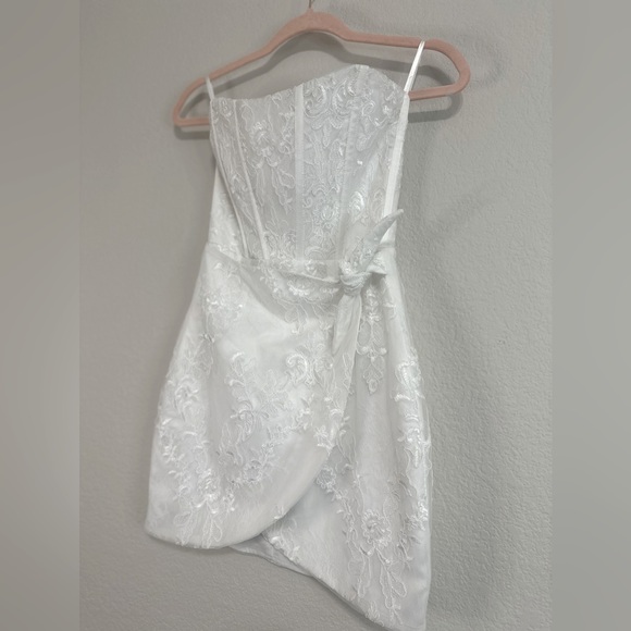 V. CHAPMAN Nigella Corset Side Wrap Mini Dress in Ivory - Picture 9 of 11